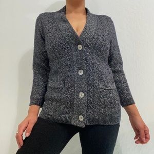 Premier Collection Vintage Women’s PM Metallic Cable Knit V Cardigan Sweater